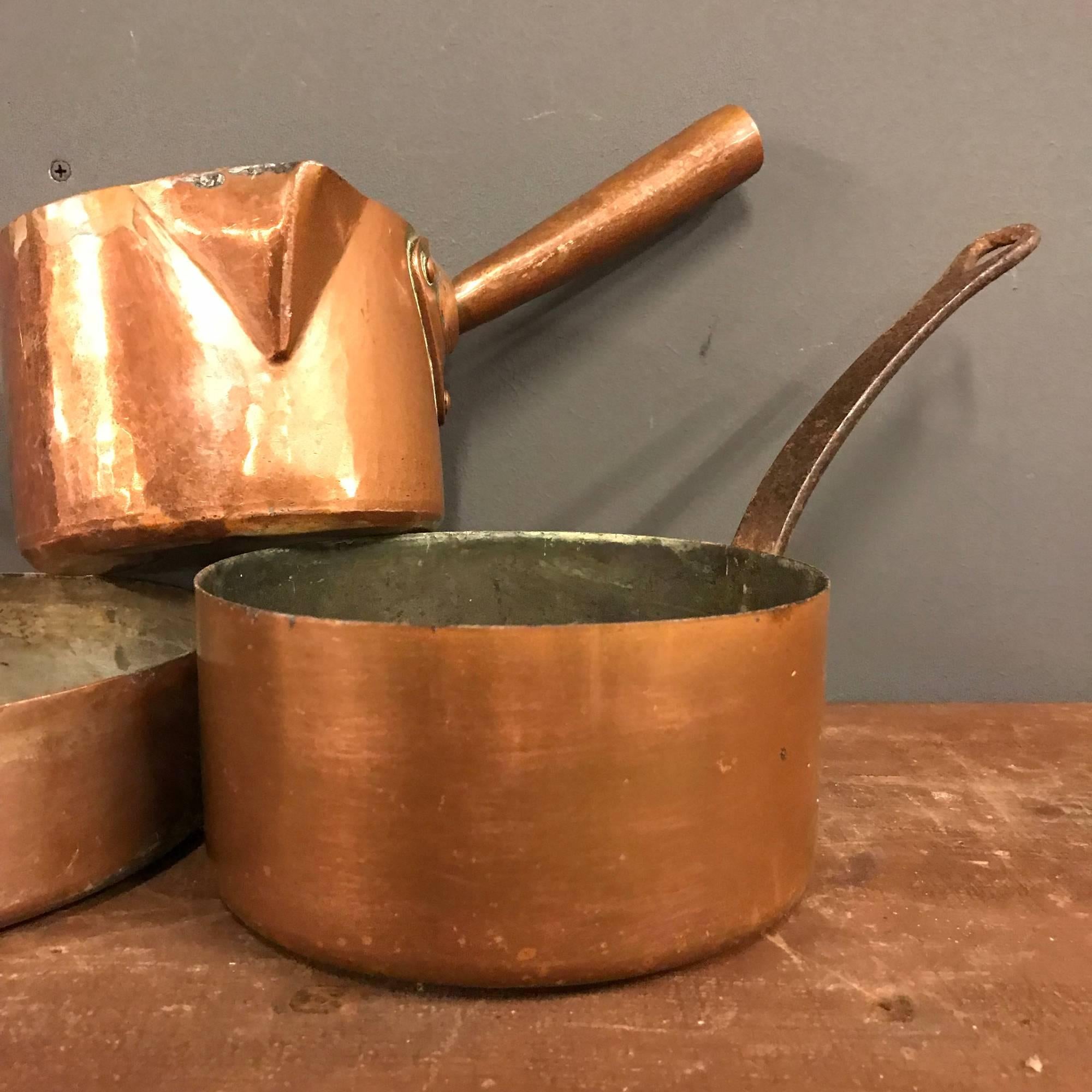 Set of Three Copper Pans In Good Condition In Ulft, Gelderland