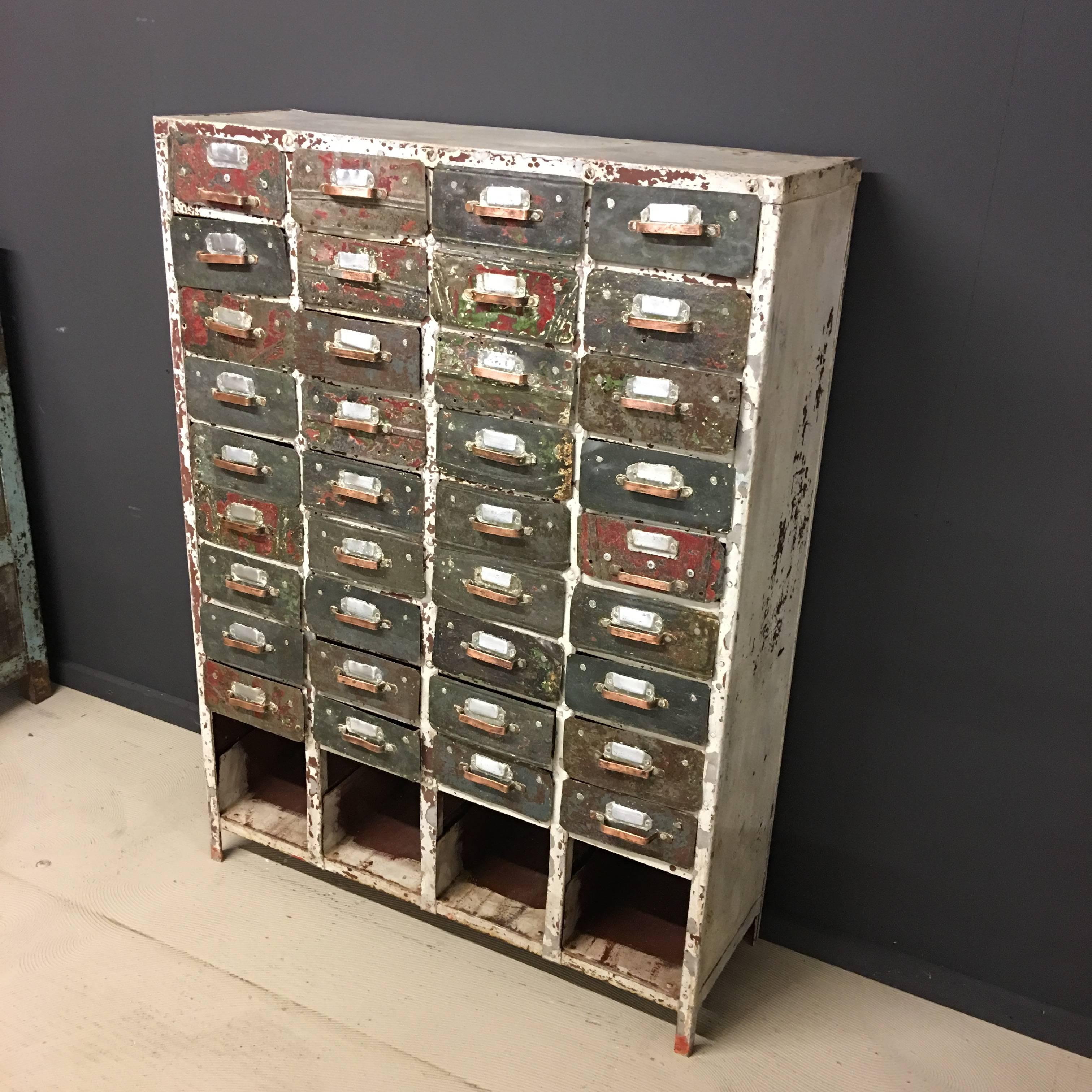 Painted French Industrial 36-Drawer Cabinet