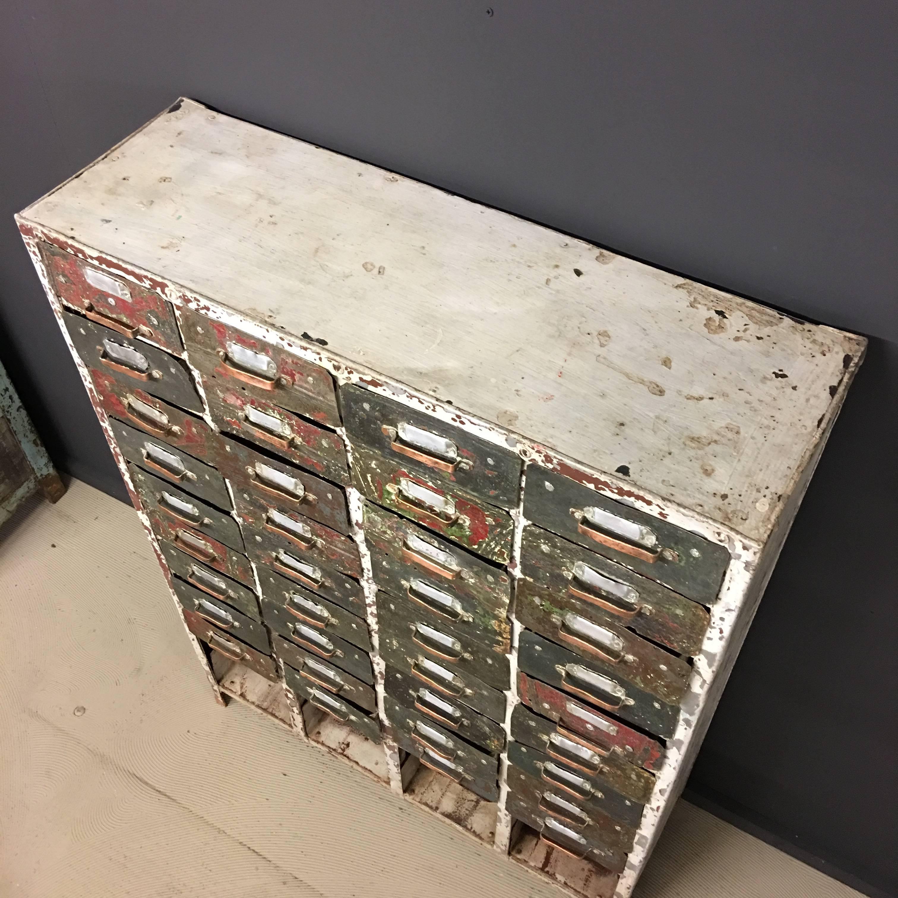 20th Century French Industrial 36-Drawer Cabinet