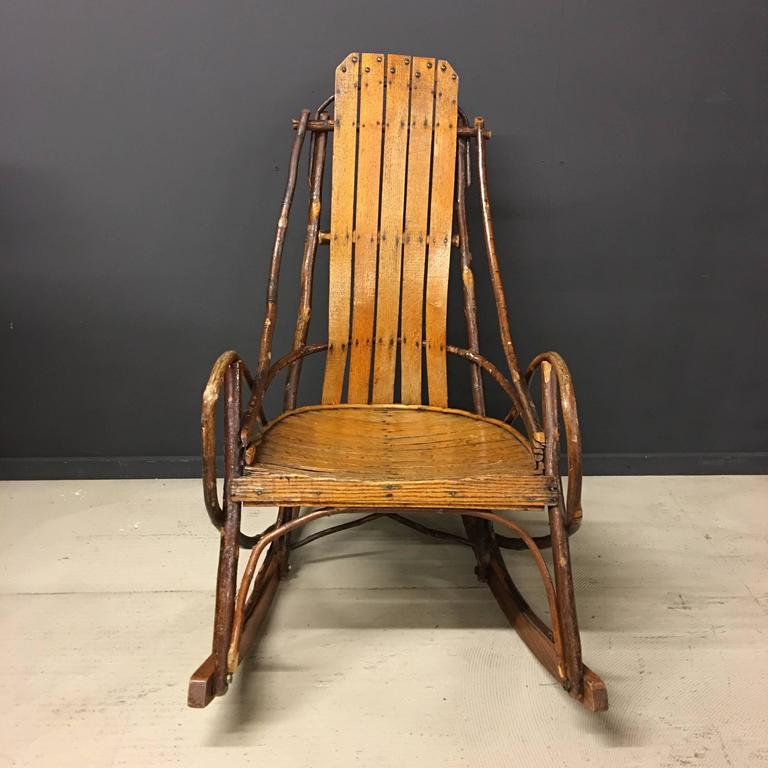 Vintage American Adirondack Rocking Chair, 1920s For Sale 
