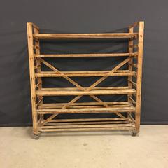 Industrial Pine Wooden Baker´s Rack, Belgium, 1930