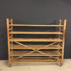 Industrial Pine Wooden Baker's Rack, Belgium, 1940