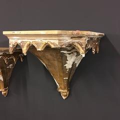 Antique Spanish Golden Wall Consoles, Set of Two