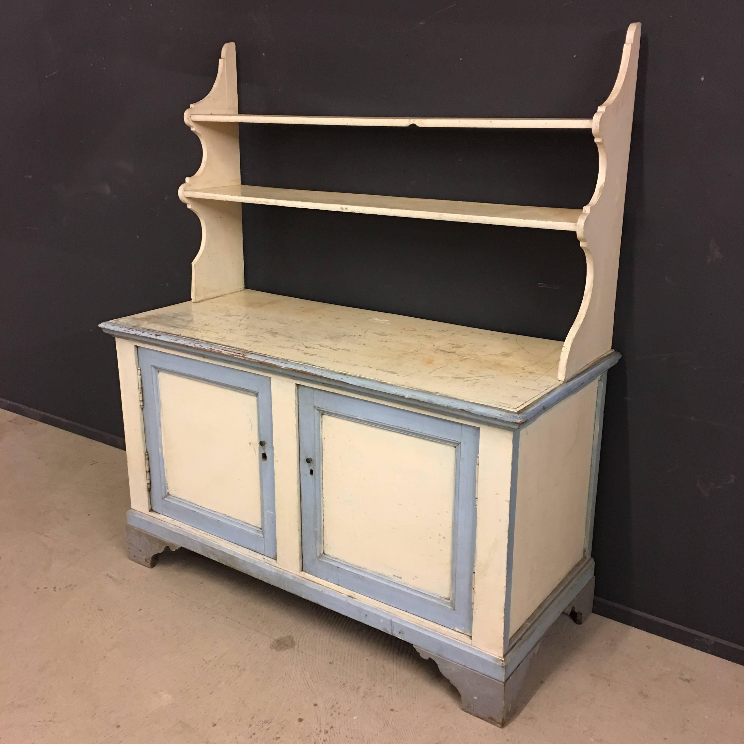 Anique painted 19th century cabinet from a French chateau. Original paint with nice patina. This cabinet remains in very good condition.