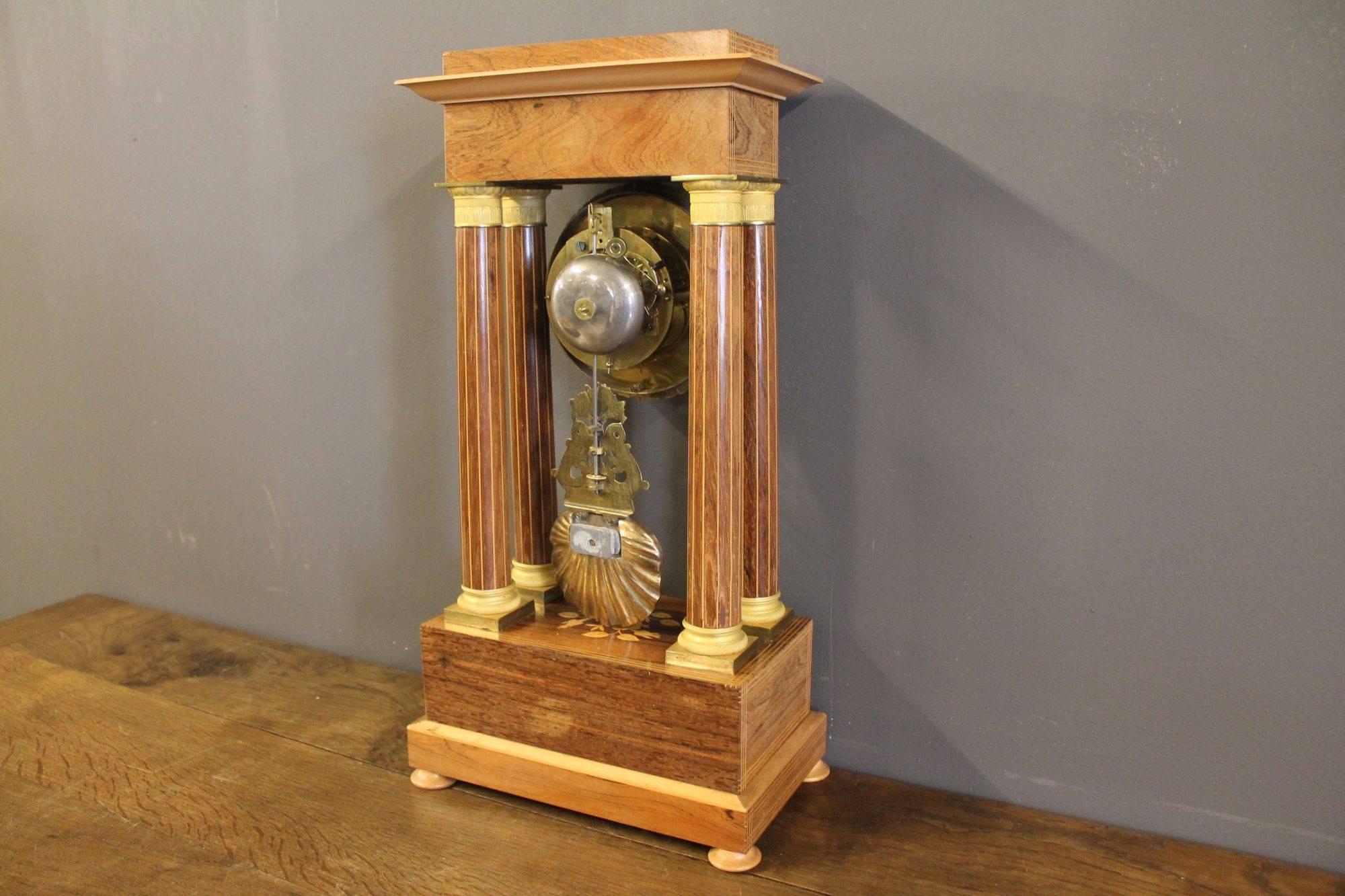 Empire Style Mantel Clock with Glass Dome, France, 1850s In Good Condition In Ulft, Gelderland