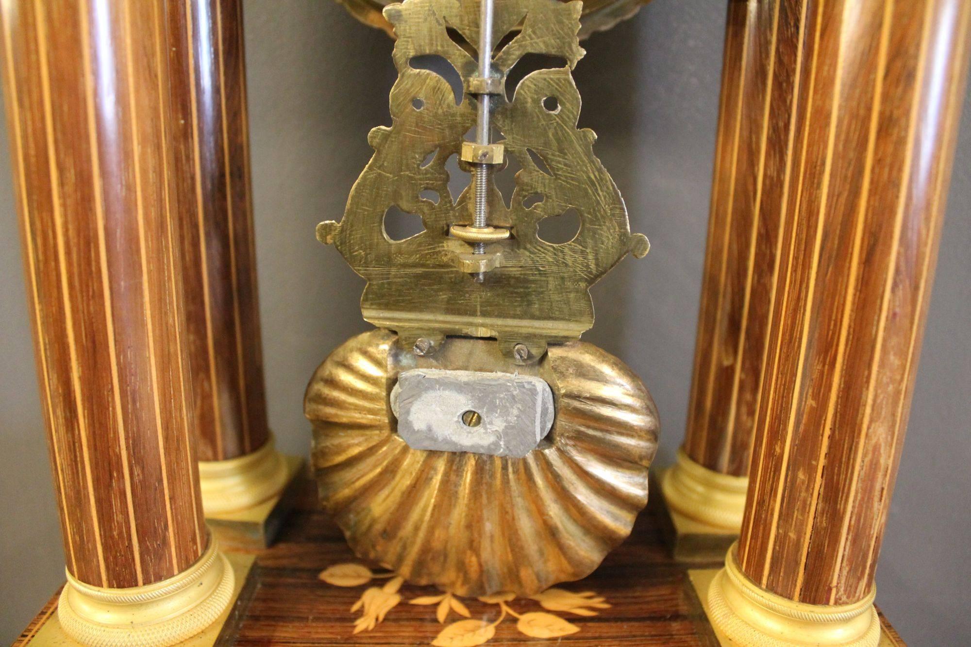 Empire Style Mantel Clock with Glass Dome, France, 1850s 2