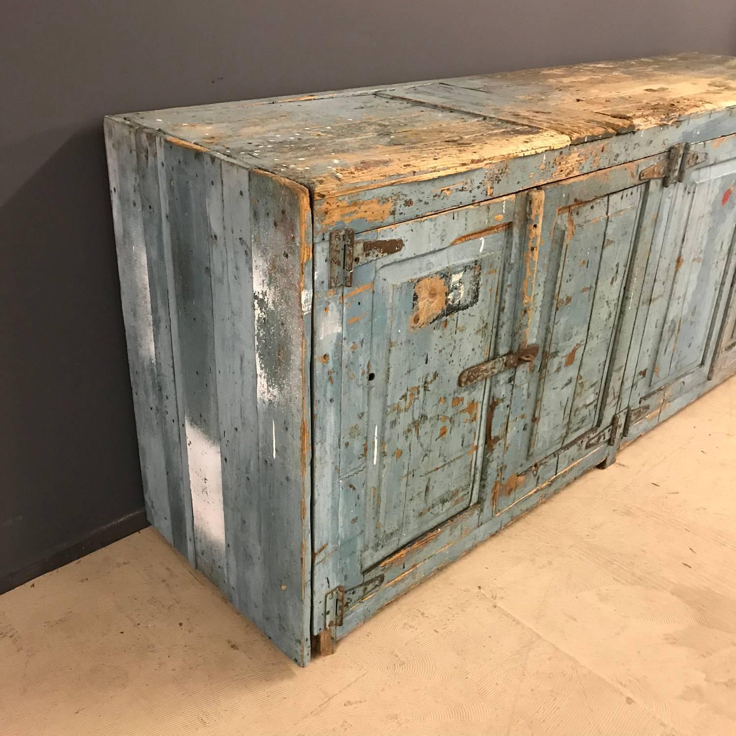 French Industrial Workshop Cabinet with Great Patina For Sale