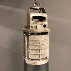 Enormous French Industrial Black Enamel Factory Pendant Light by Mazda