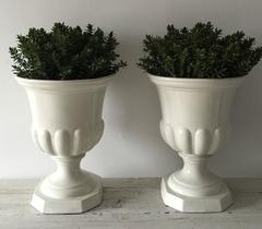Large Pair of Casa Pupo Glazed White Ceramic Urns
