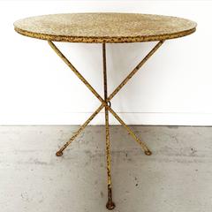 French Folding Bistro Garden Round Metal Tripod Table