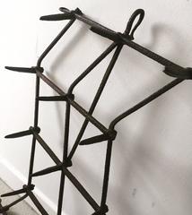 Antique Wrought Iron Farming Harrow coat hook utensil pan rack