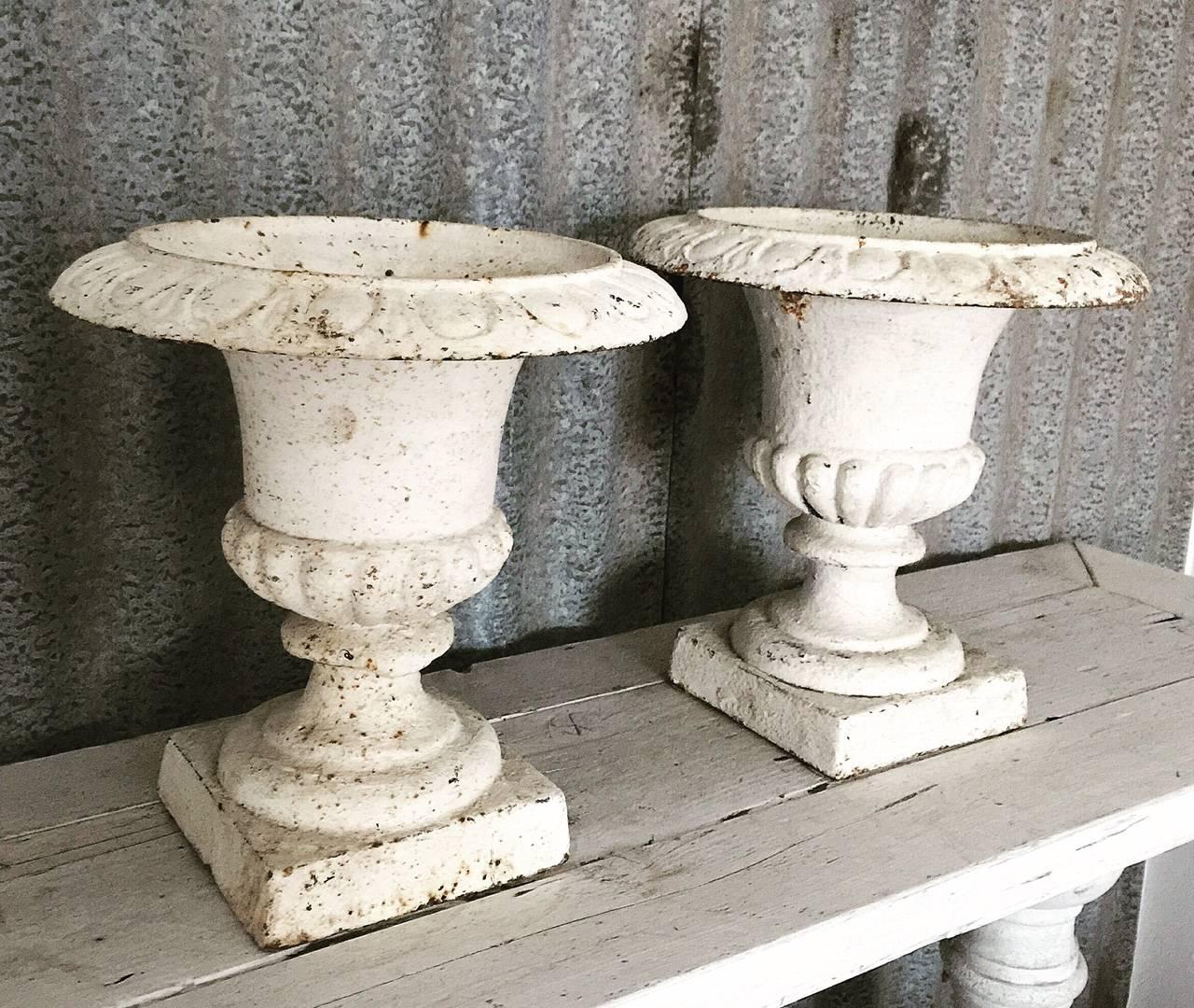 Regency Revival Antique English Cast Iron Garden Urns Regency Style