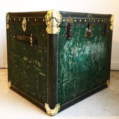 Vintage Antique Steamer Trunk Coffee Side Table