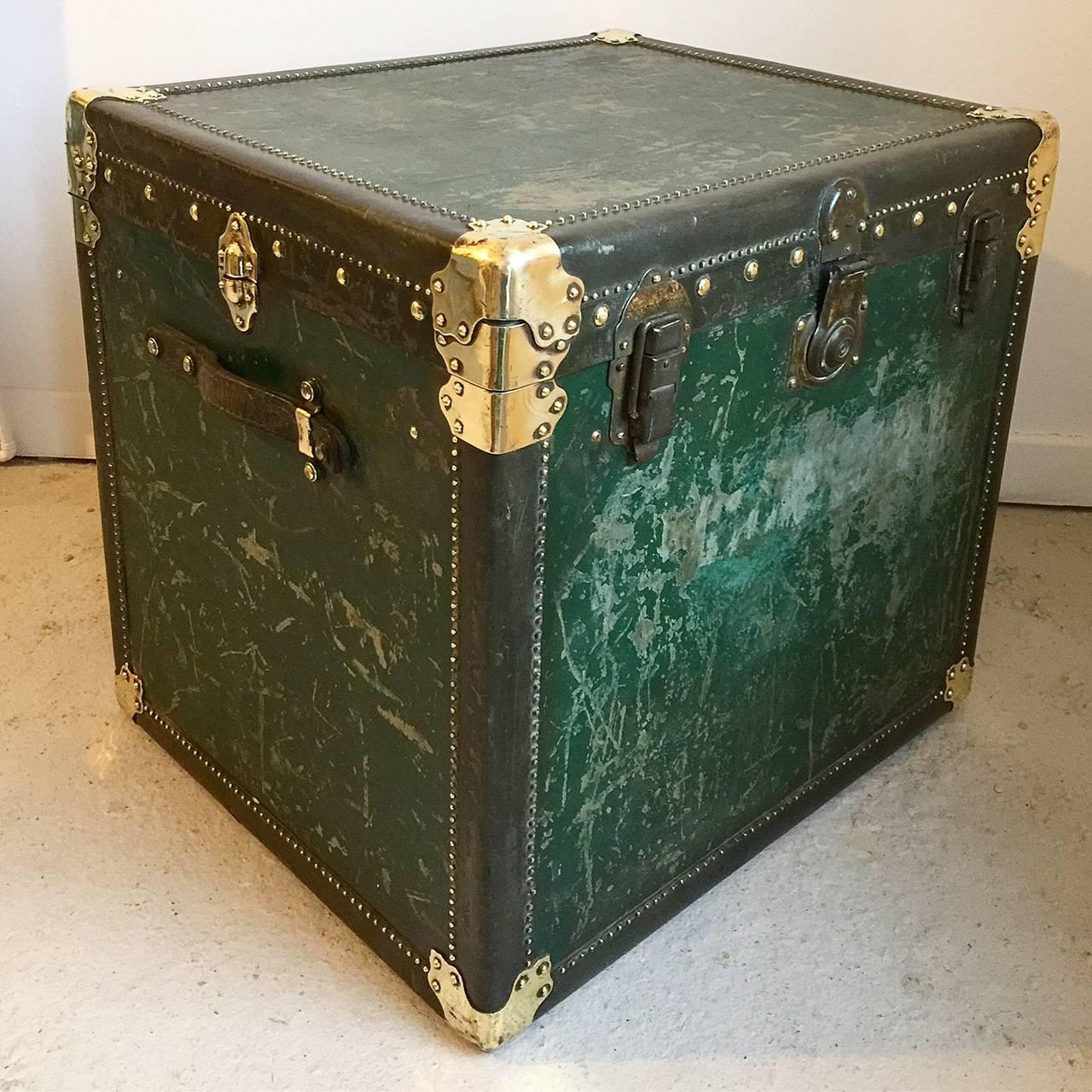 Campaign Vintage Antique Steamer Trunk Coffee Side Table