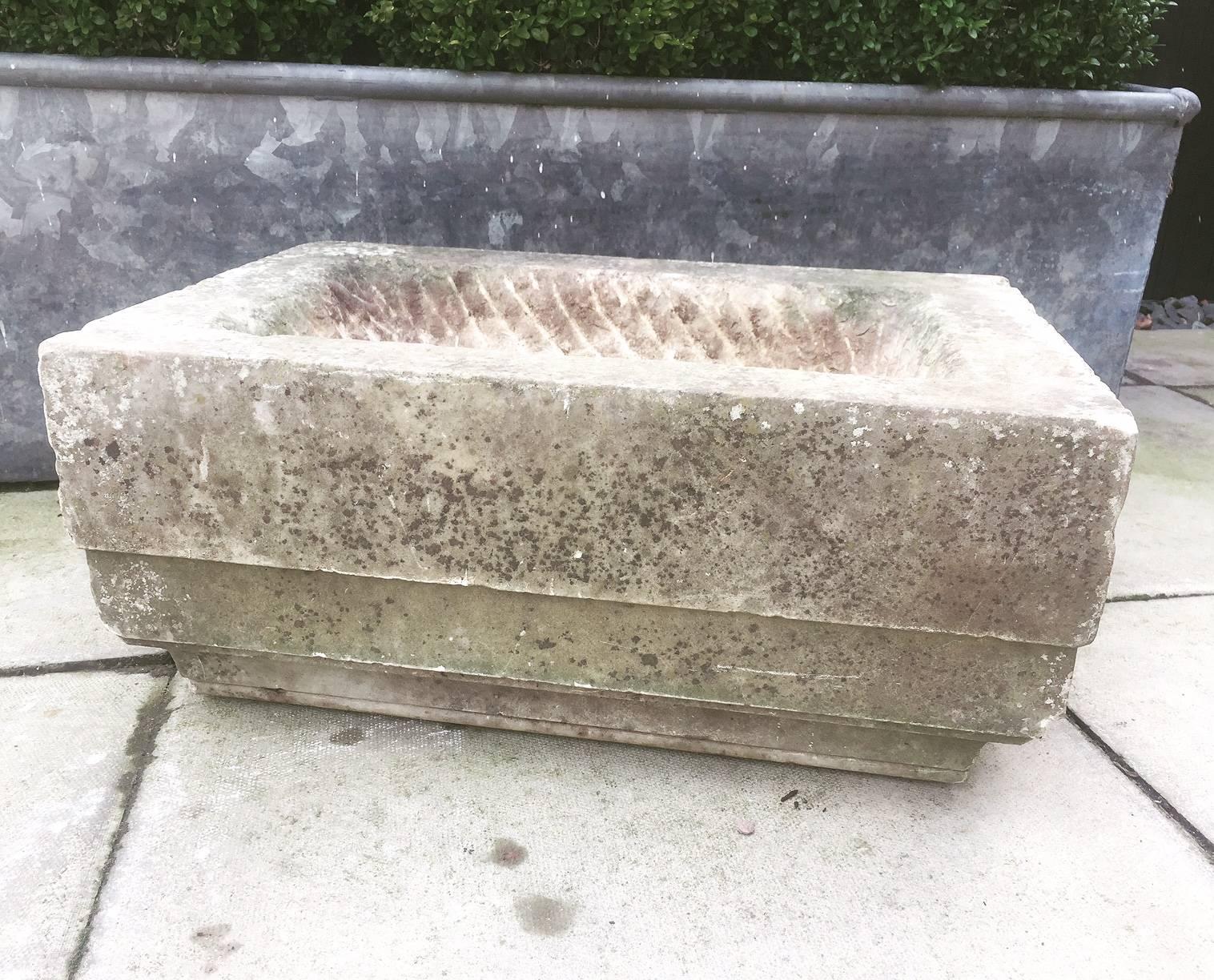 Antique hand-carved marble trough with a wonderful aged patina.
