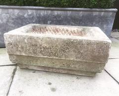 Antique Hand-Carved Marble Trough Planter