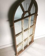 Vintage Antique Victorian English Cast Iron Arched Top Window Frame Mirror
