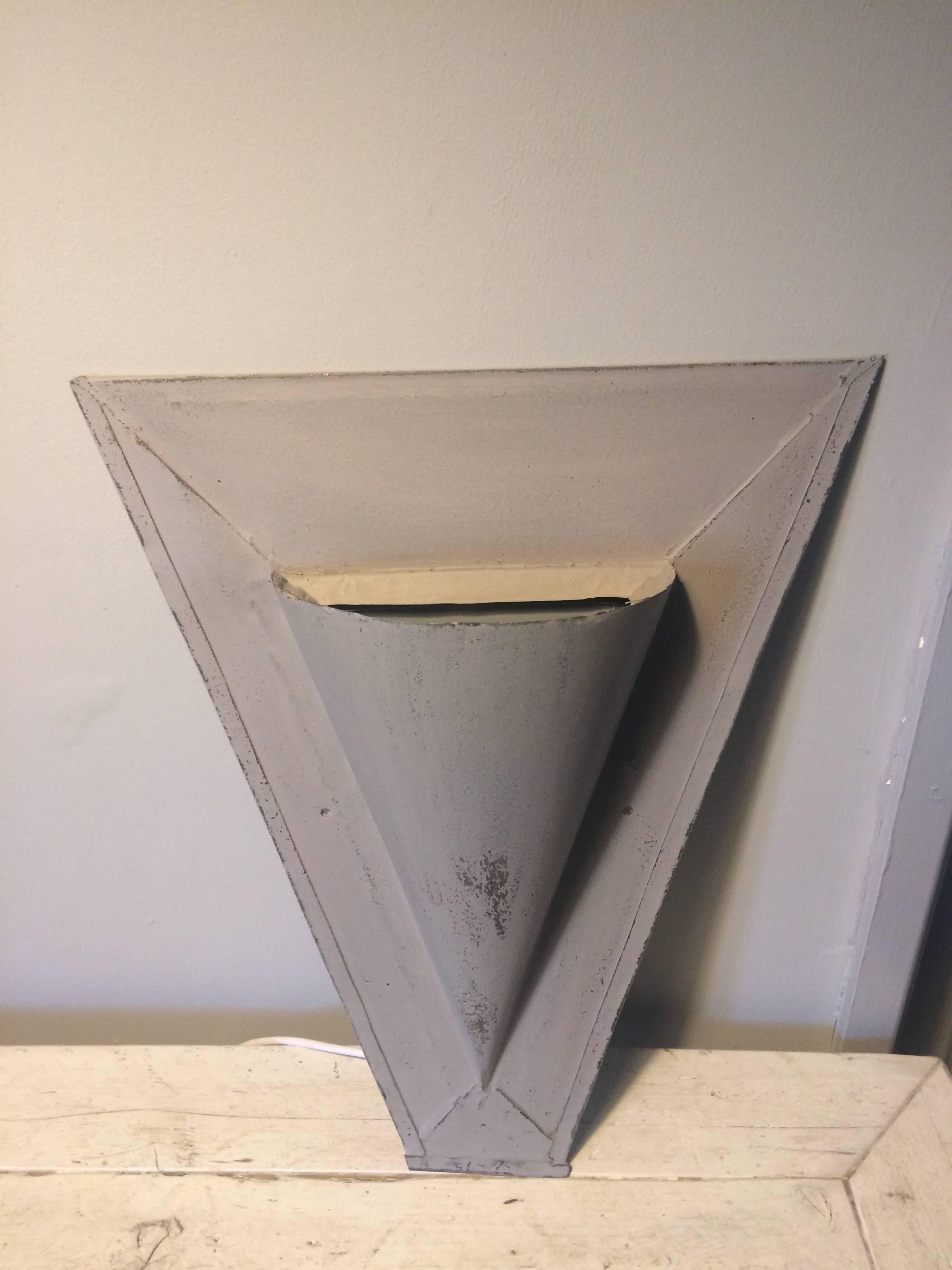 20th Century Vintage French Zinc Galvanized Architectural Roof Vent Converted to Uprights For Sale