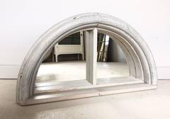 Vintage Antique Architectural Demi Lunar Window Frame Mirror