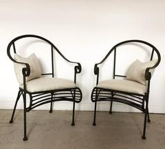 Vintage Pair of French Wrought Iron Chairs
