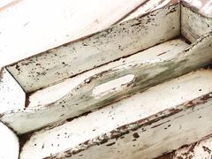 Vintage English Provincial Pine Shabby Chic Cutlery Tray Box