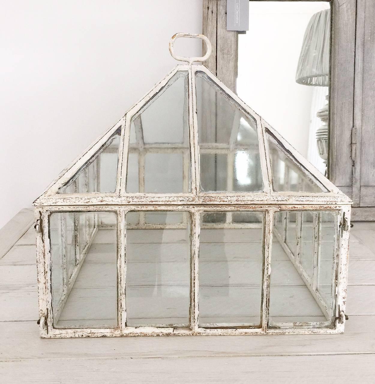 Antique English garden cast iron cloche terrarium cold frame mini greenhouse.