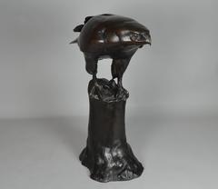 Rare German Bronze Hawk on a Rock by Willy Zügel
