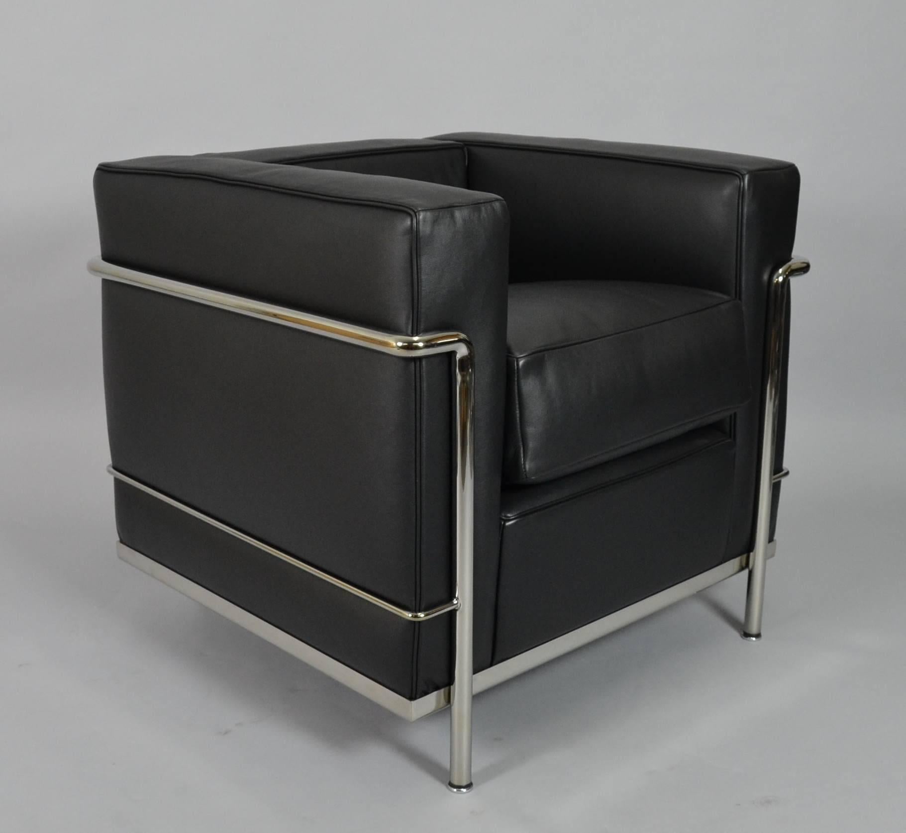 Bauhaus Le Corbusier Pair of LC2 Armchairs for Cassina