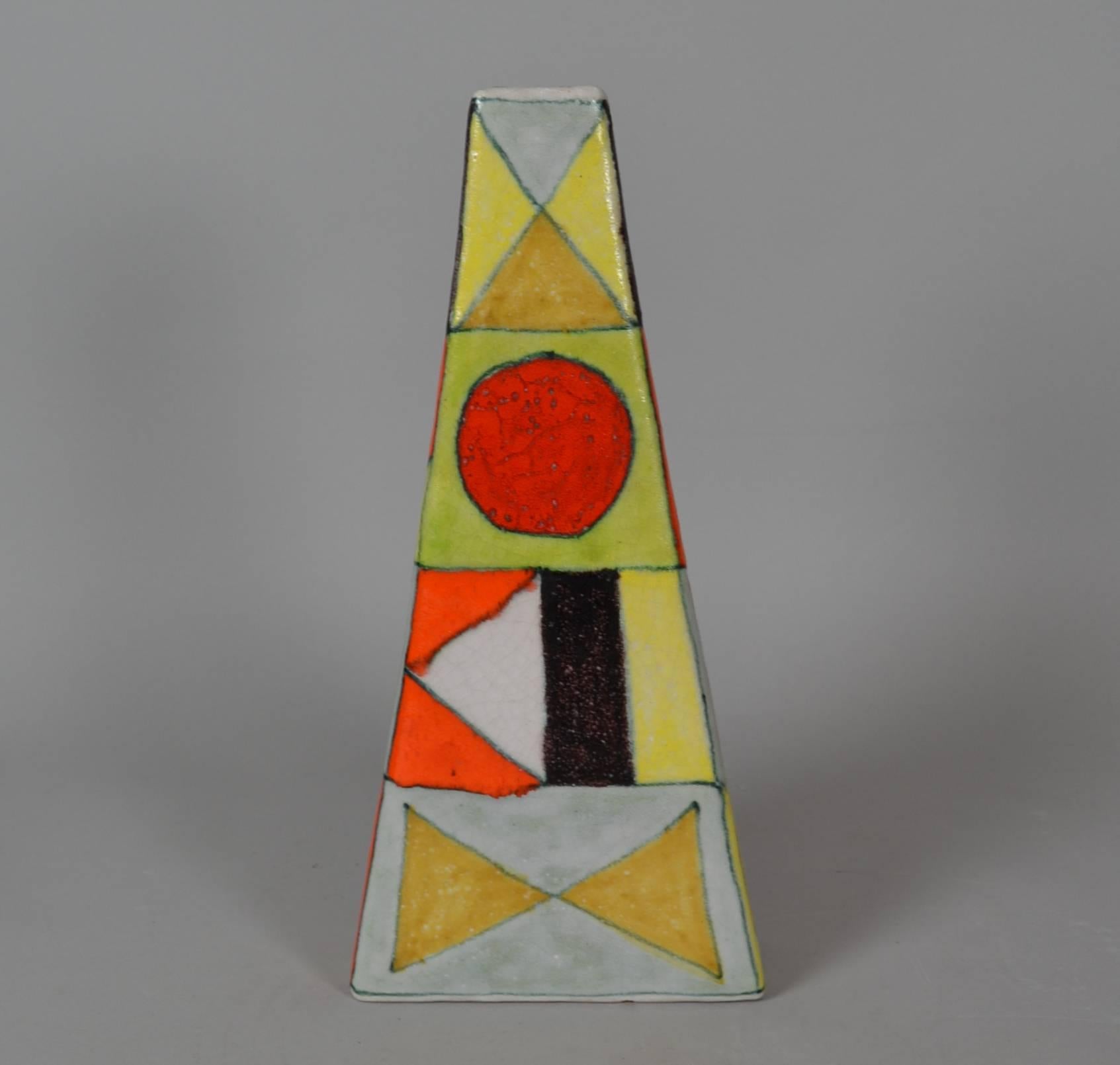 Ceramic vase by Guido Gambone, Italy with colorful glaze.
 