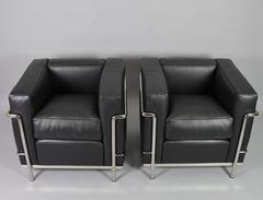 Le Corbusier Pair of LC2 Armchairs for Cassina