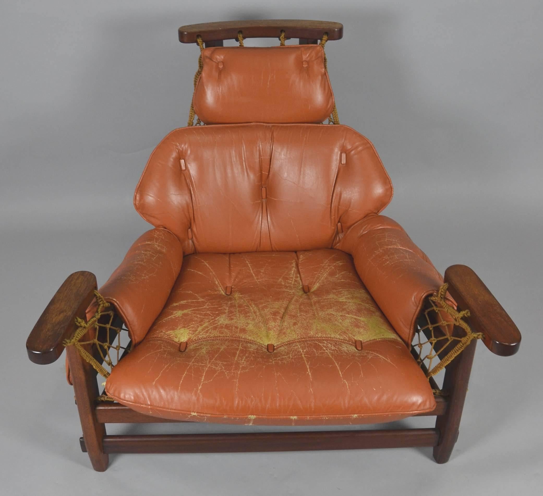Jean Gillon Captain's Chair and Ottomane In Good Condition For Sale In Hamburg, DE