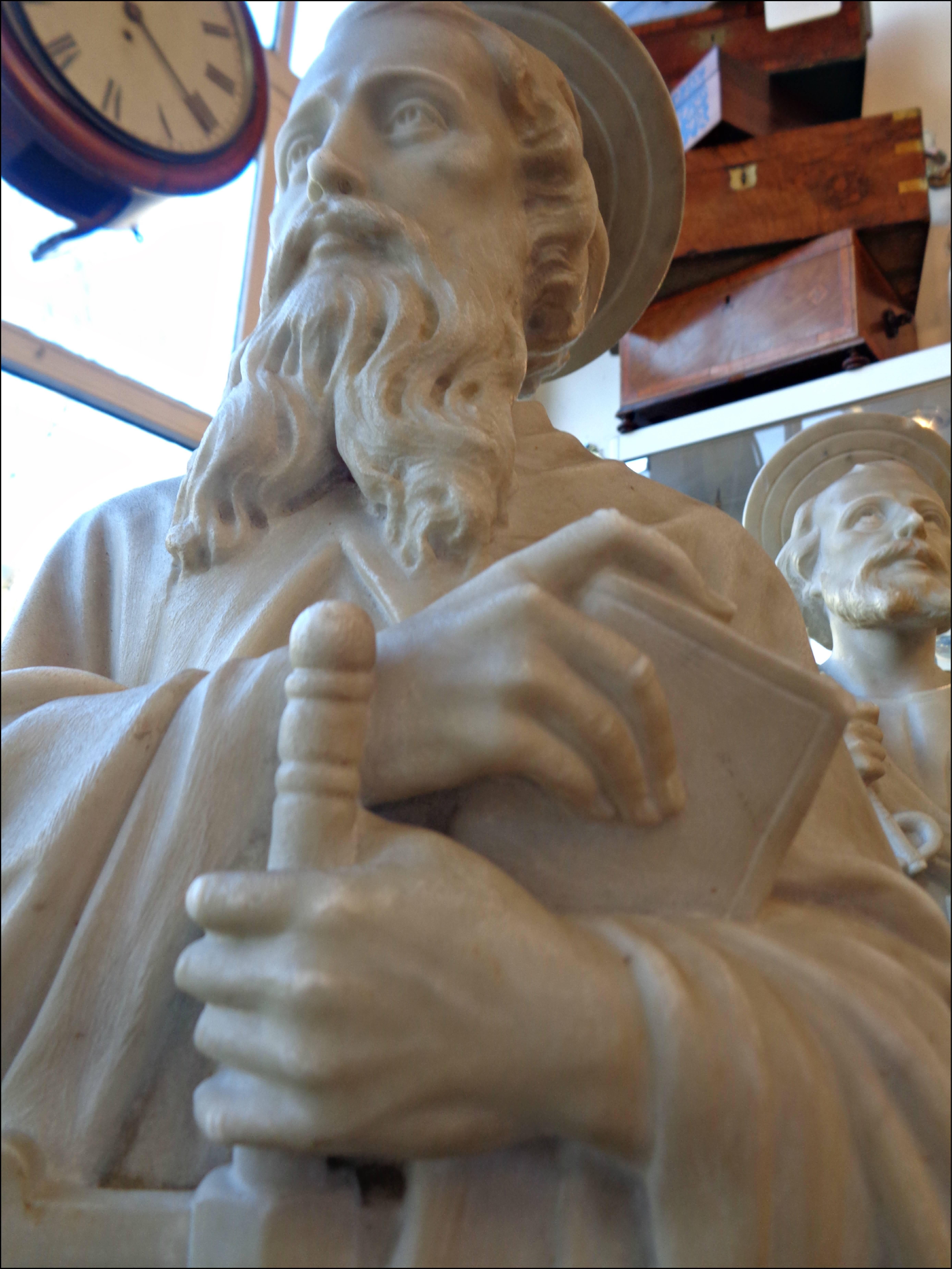 Antique Impressive Marble Statues of Saint Paul and St Peter In Good Condition For Sale In Hove, GB