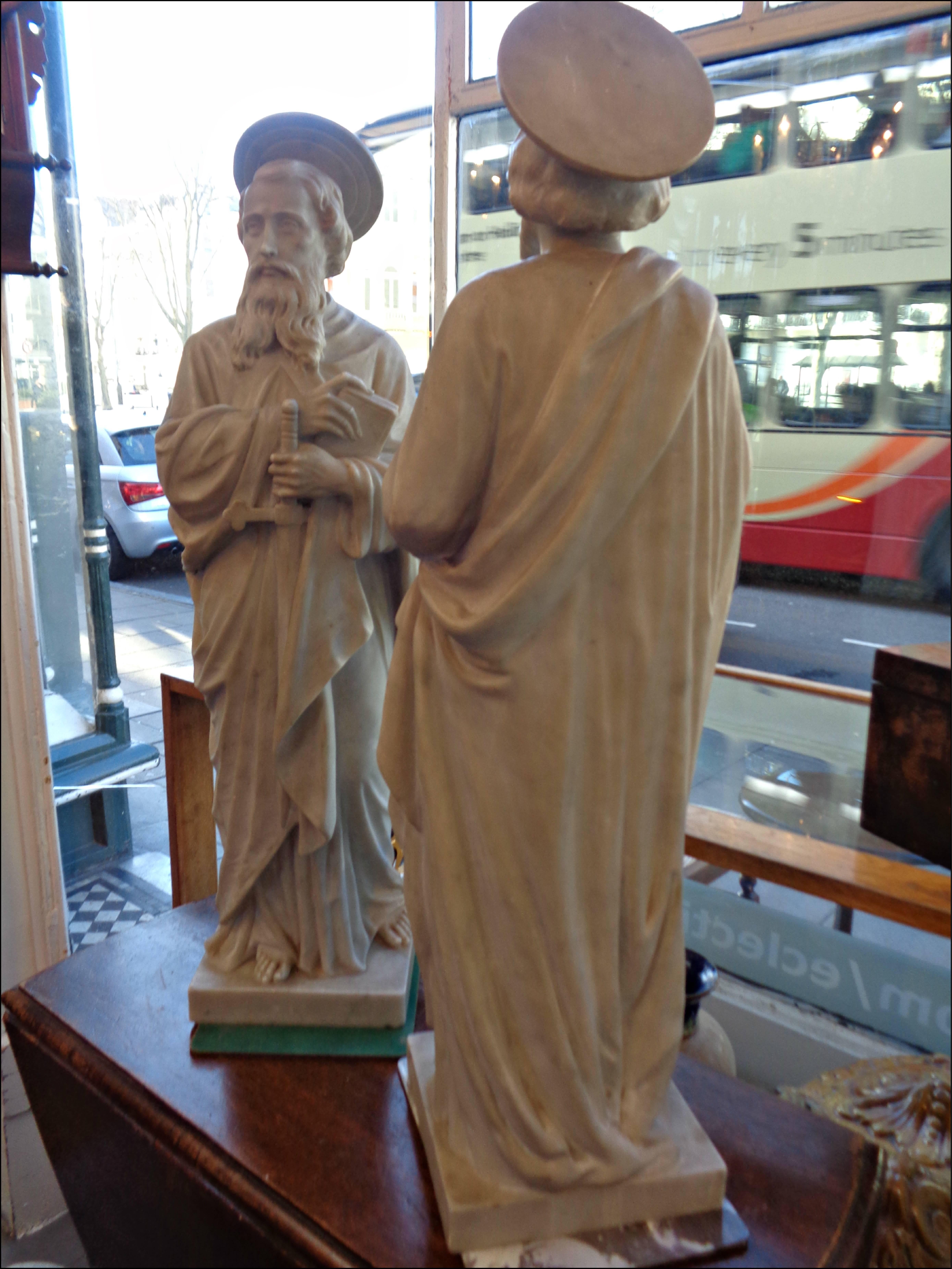 Antique Impressive Marble Statues of Saint Paul and St Peter For Sale 1
