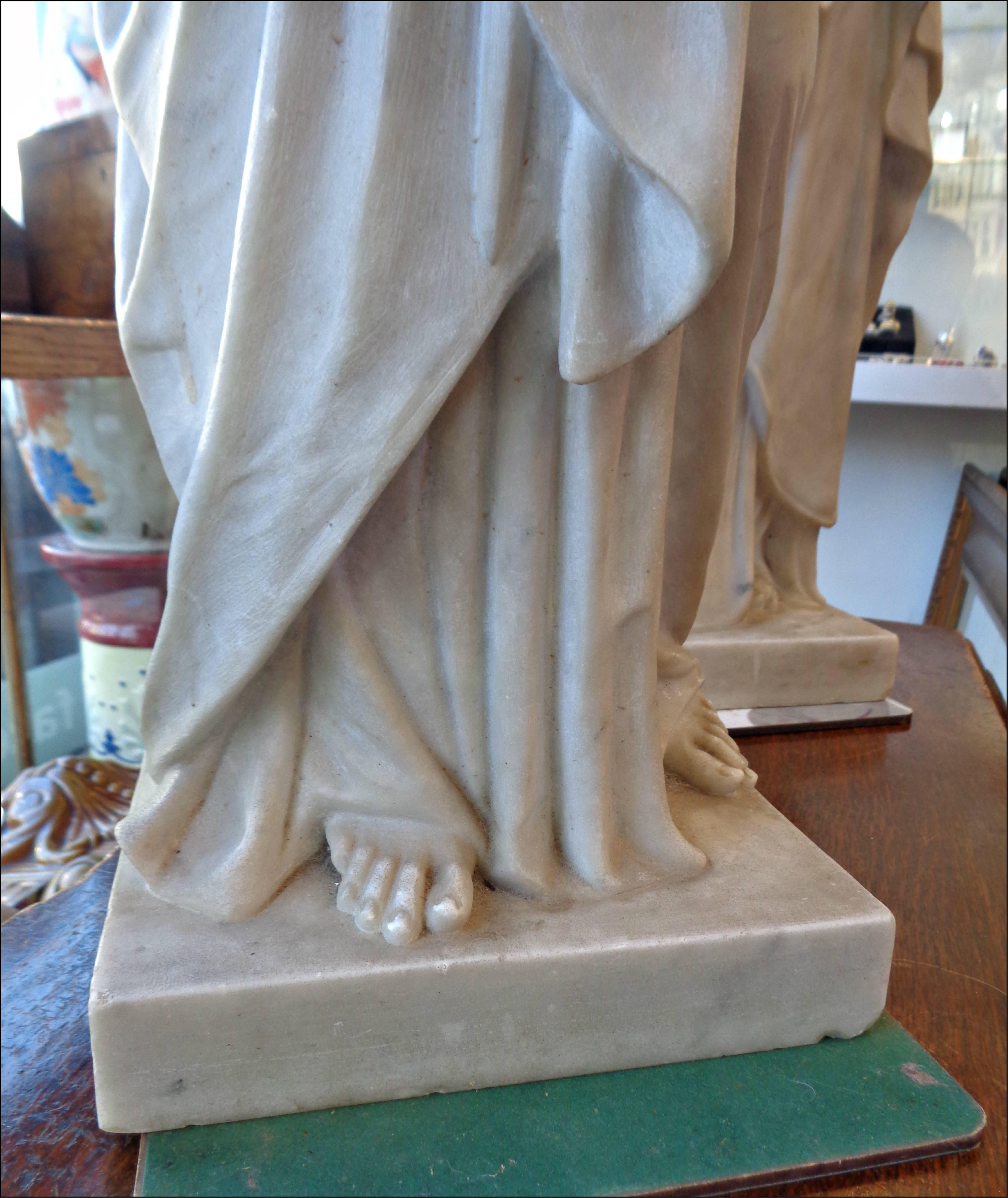 Antique Impressive Marble Statues of Saint Paul and St Peter For Sale 2