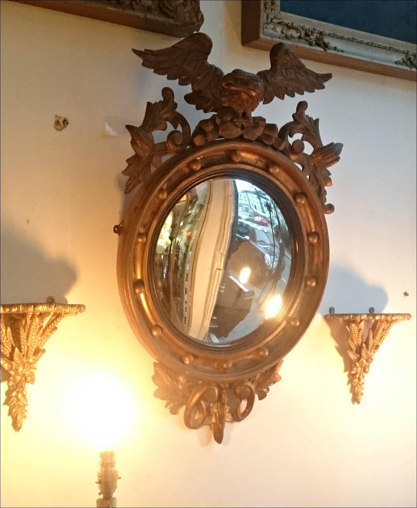 20th Century Giltwood Convex Mirror, circa 1900s For Sale