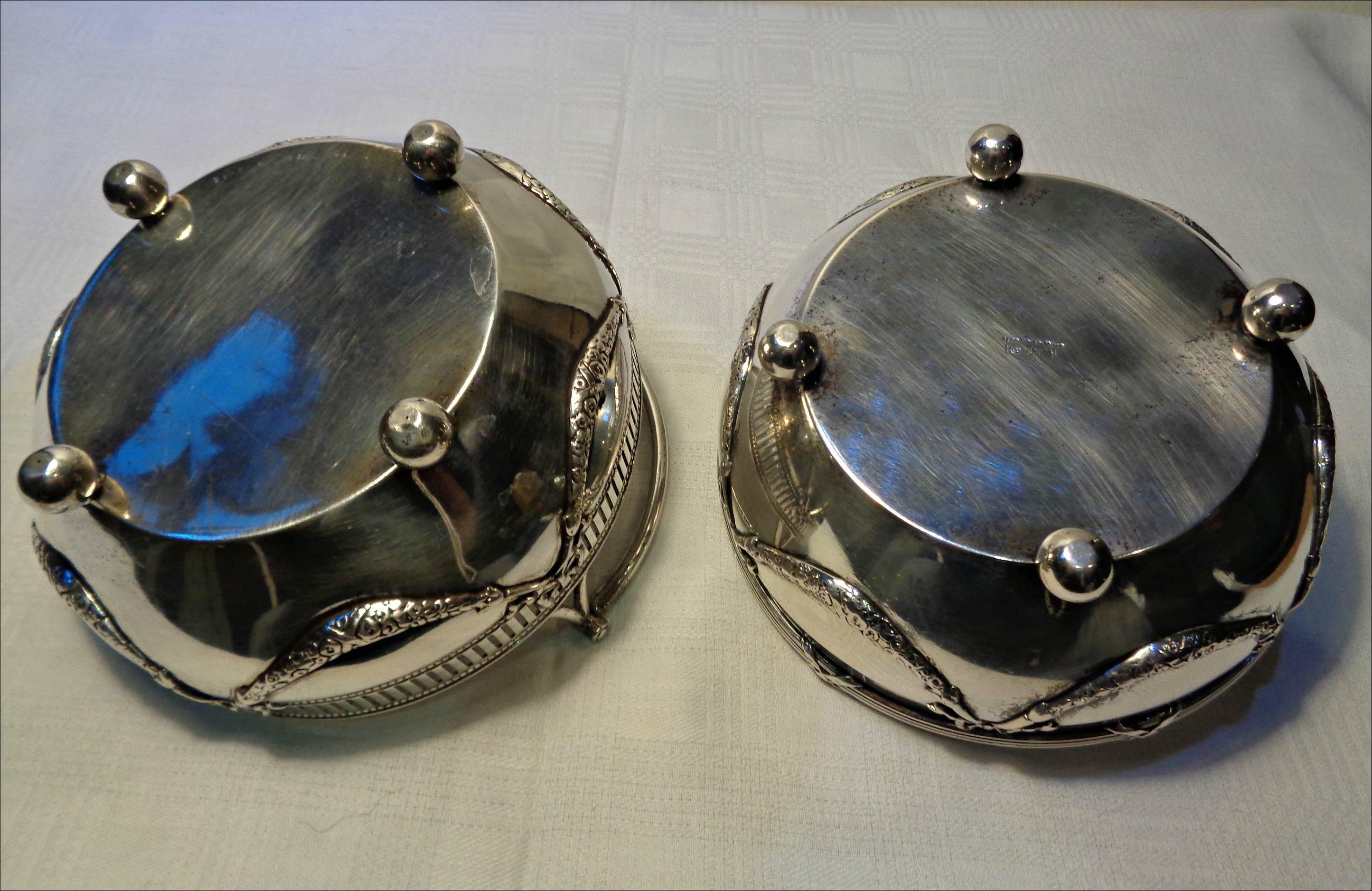 Pair of Continental 800 Silver Bowls Basket Dishes For Sale 2