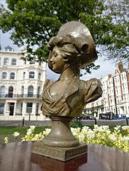 Antique French Spelter Metal, Bust Portrait of a Lady