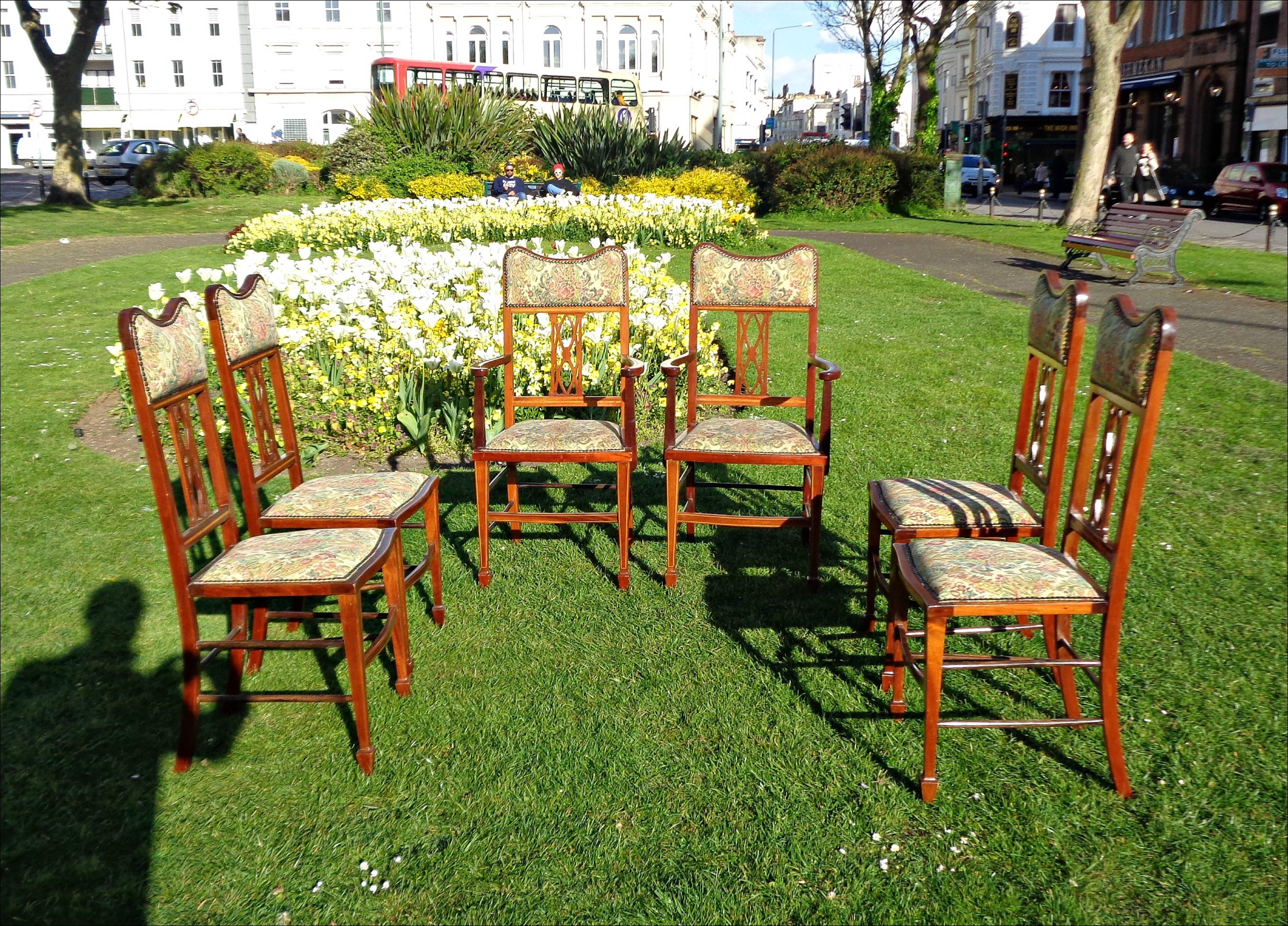 European Beautiful Set of Six Edwardian Dining Chairs For Sale