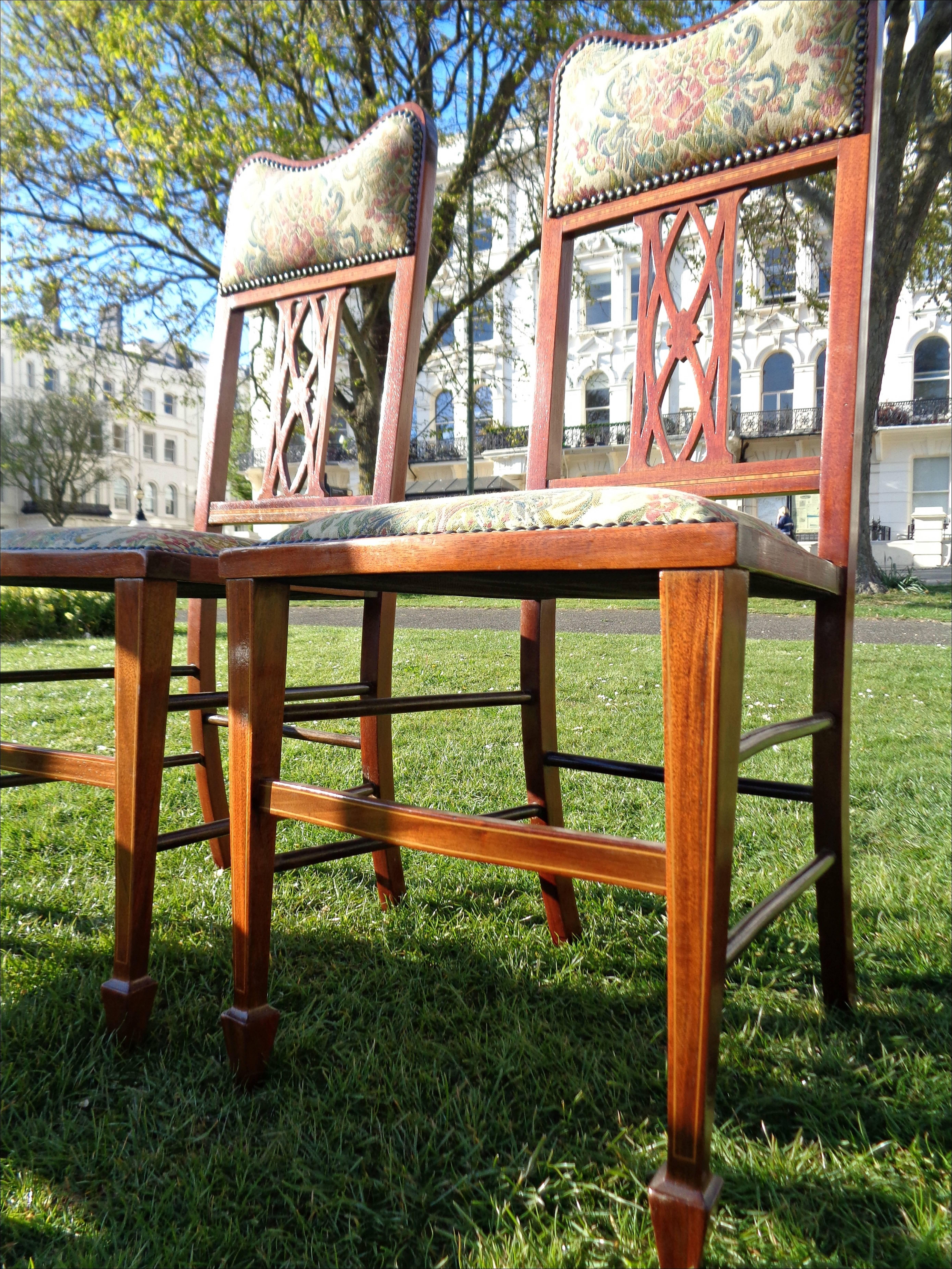 Beautiful Set of Six Edwardian Dining Chairs For Sale 3