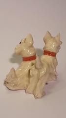 Sculpture with Two Dogs White Terrier