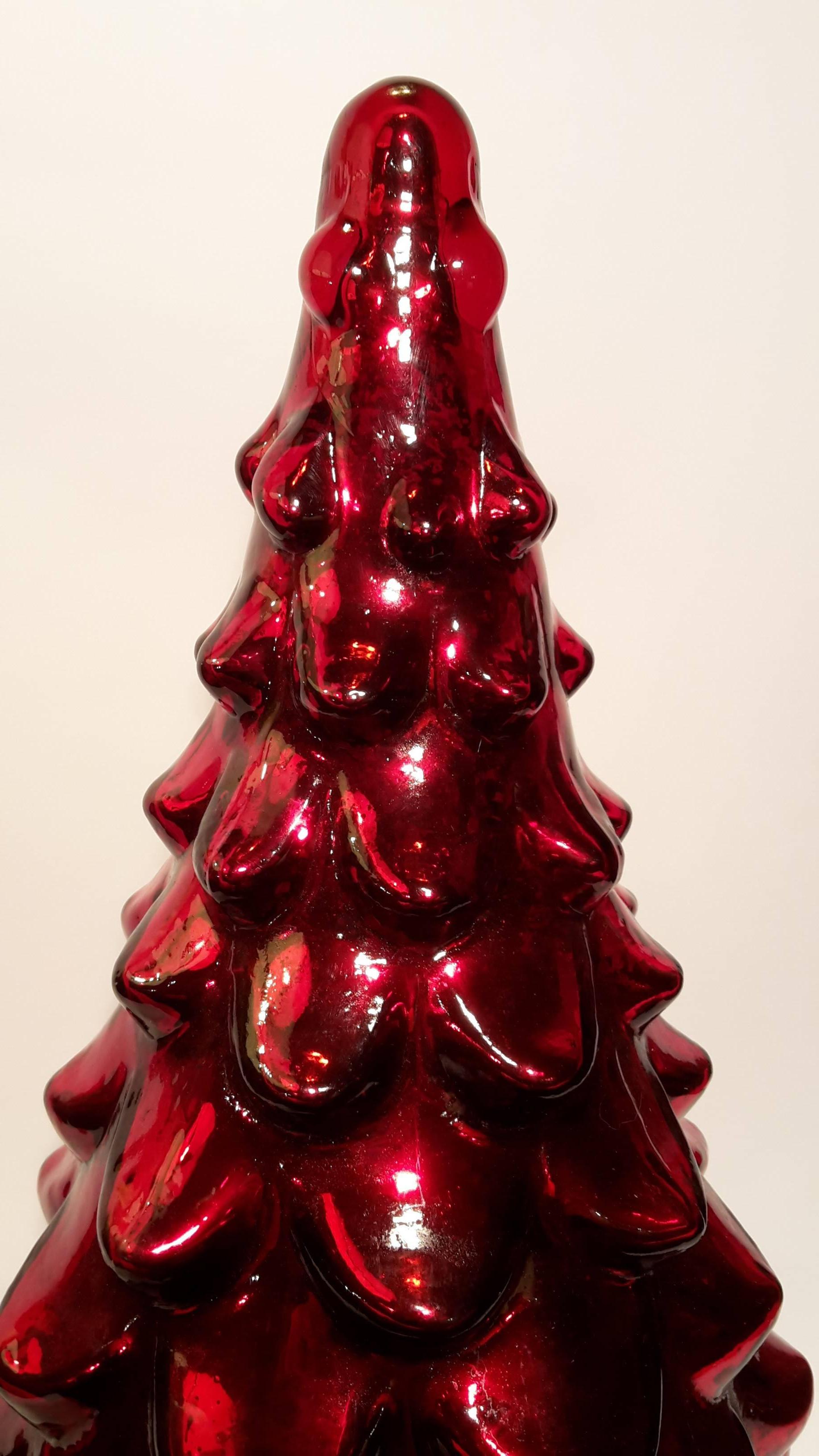 French Sculpture of Christmas Tree in Red Glass For Sale