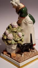 Porcelain Danish Figurine "Girl Watering Hydrangea Plant with Cat"