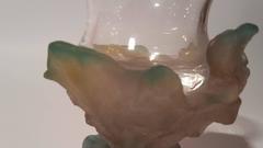 Contemporary Jar Signed by Daum Inspired by Art Nouveau Depicting a "Putto" Face