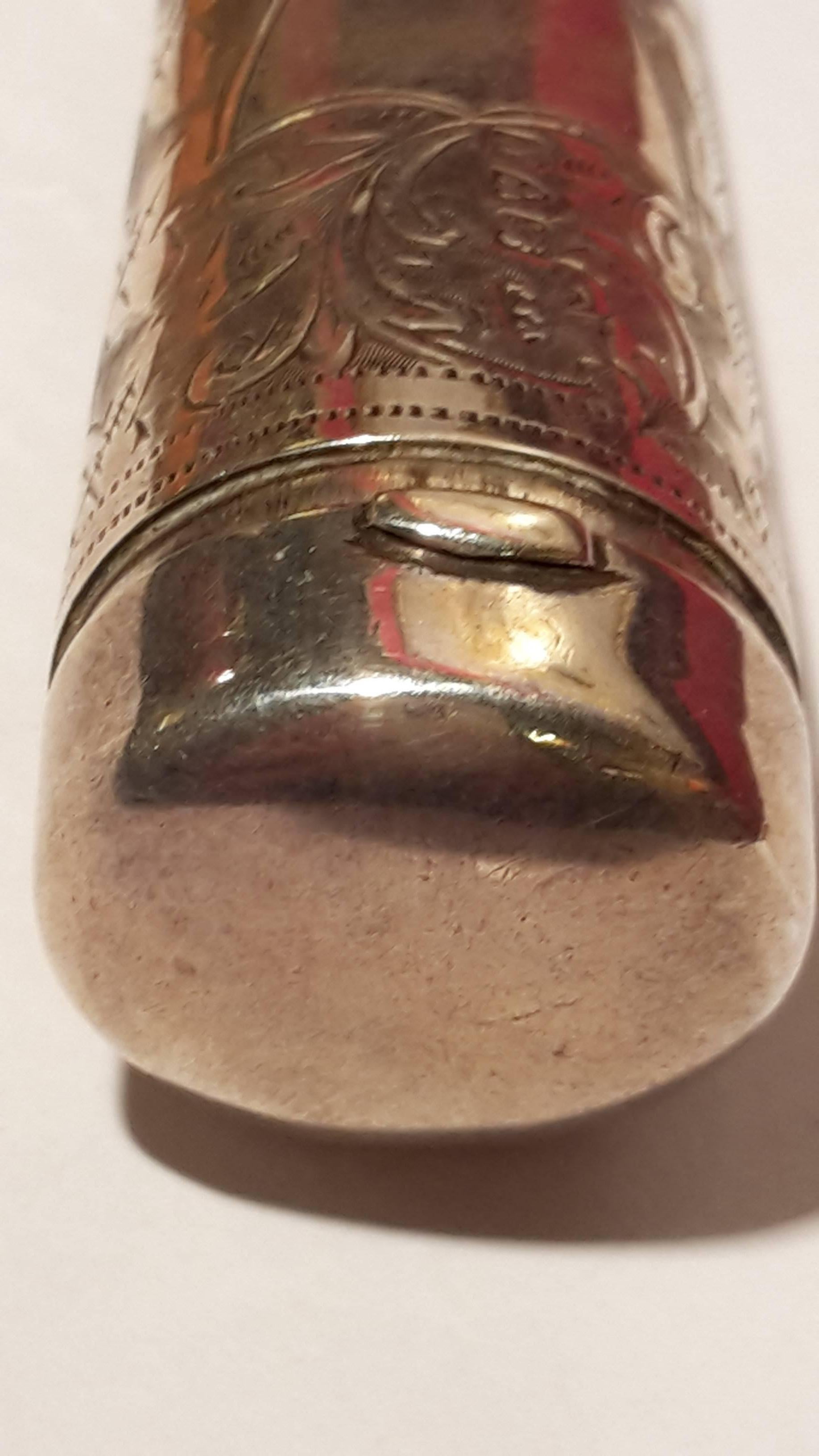 Cigarette Mouthpiece Silver Case in the Style of Victorian Gold Amber In Excellent Condition For Sale In Genova, Liguria