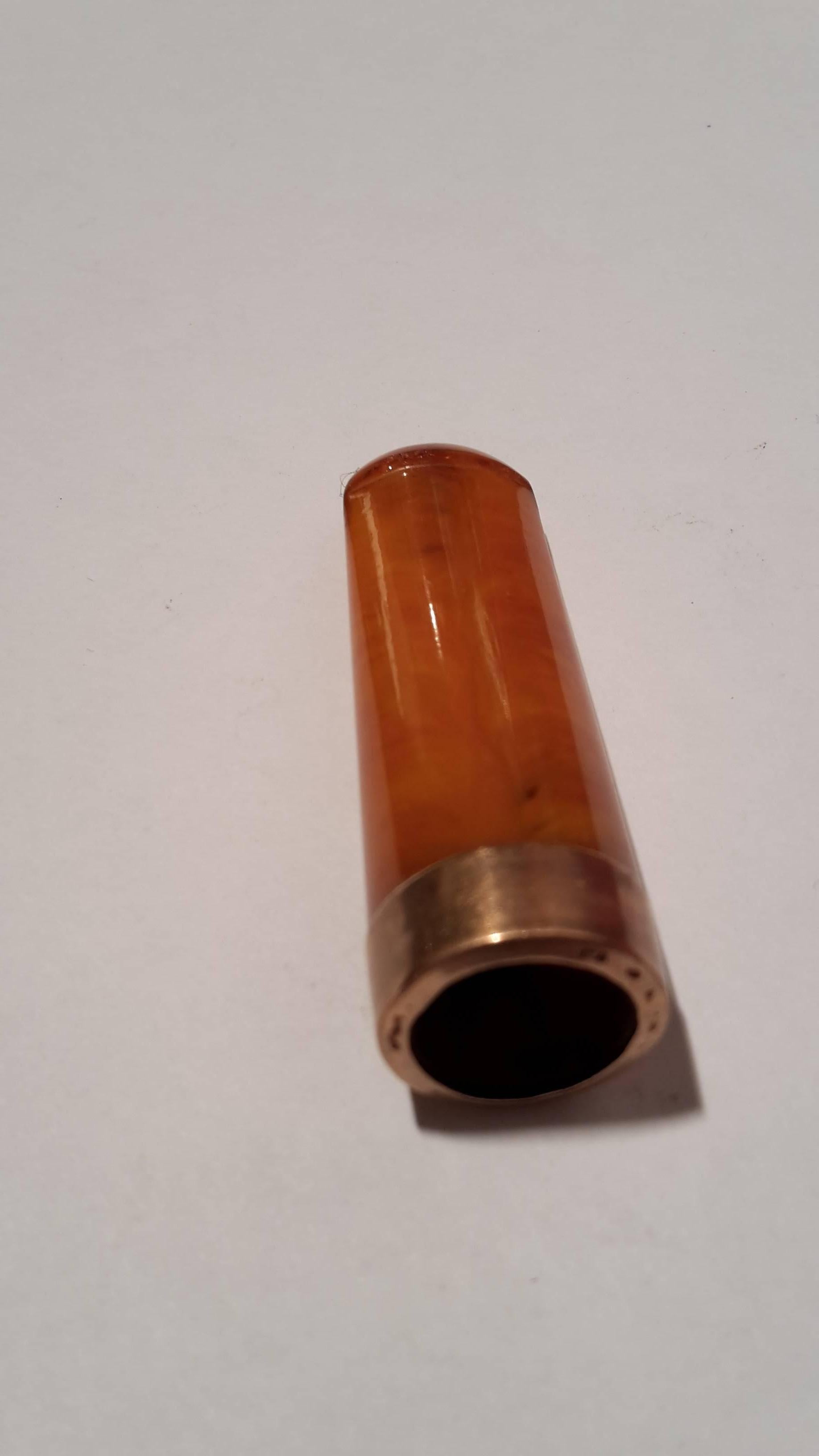 Cigarette Mouthpiece Silver Case in the Style of Victorian Gold Amber For Sale 2