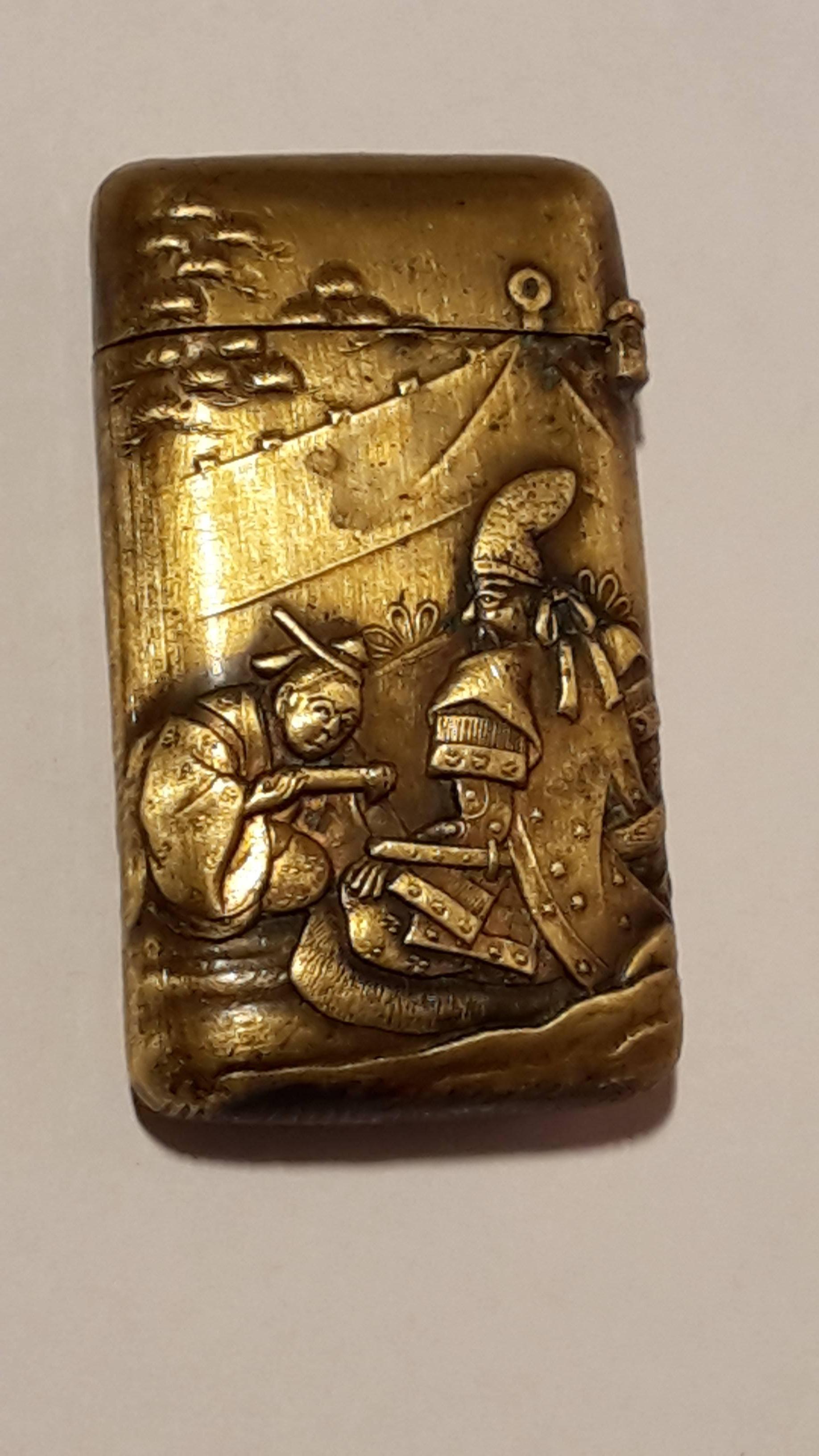 English Brass Swordsmanships with a Japanese Scene For Sale