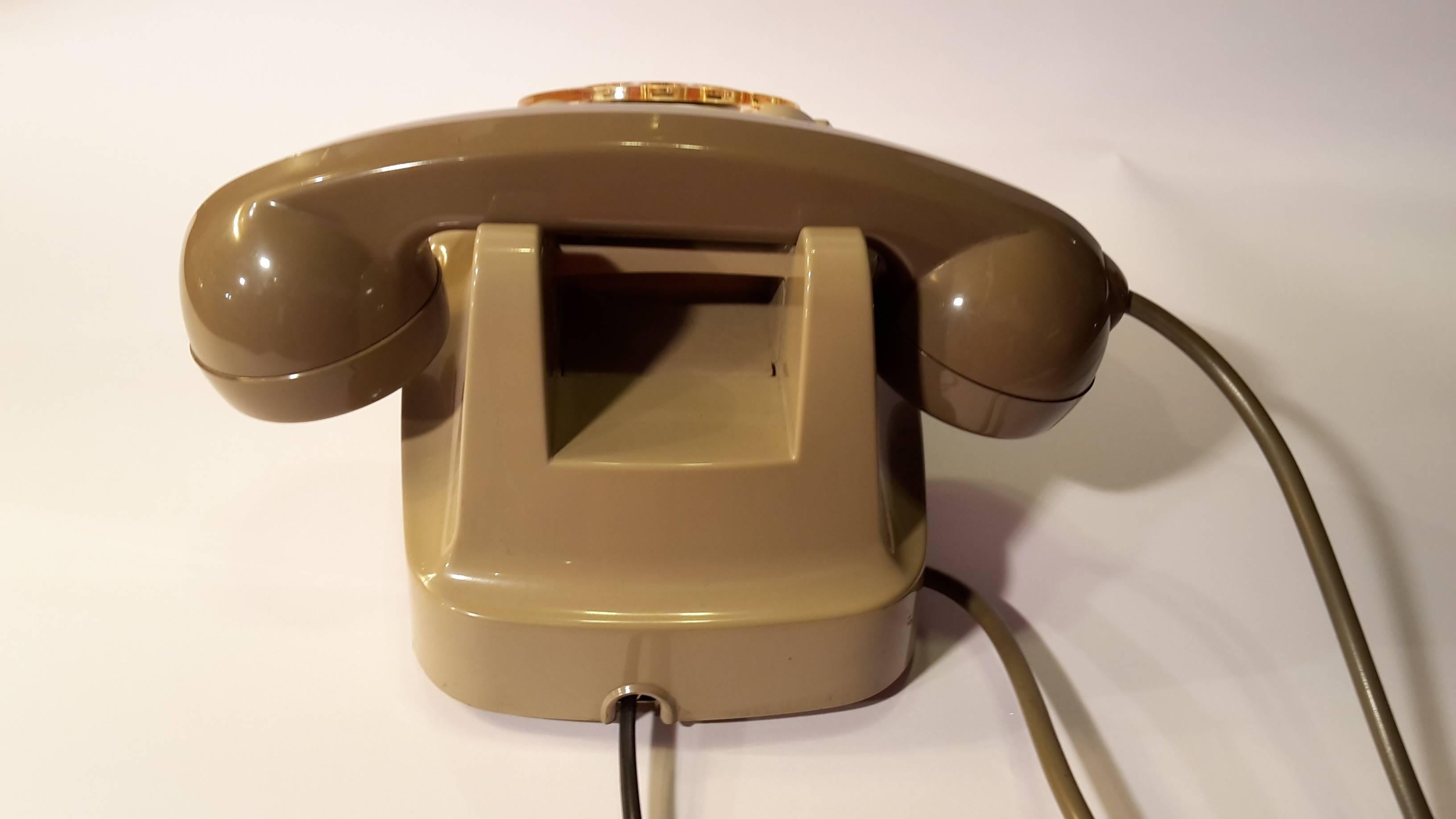 Metal Grey Italian Bakelite Phone 1970s, Italy, Working