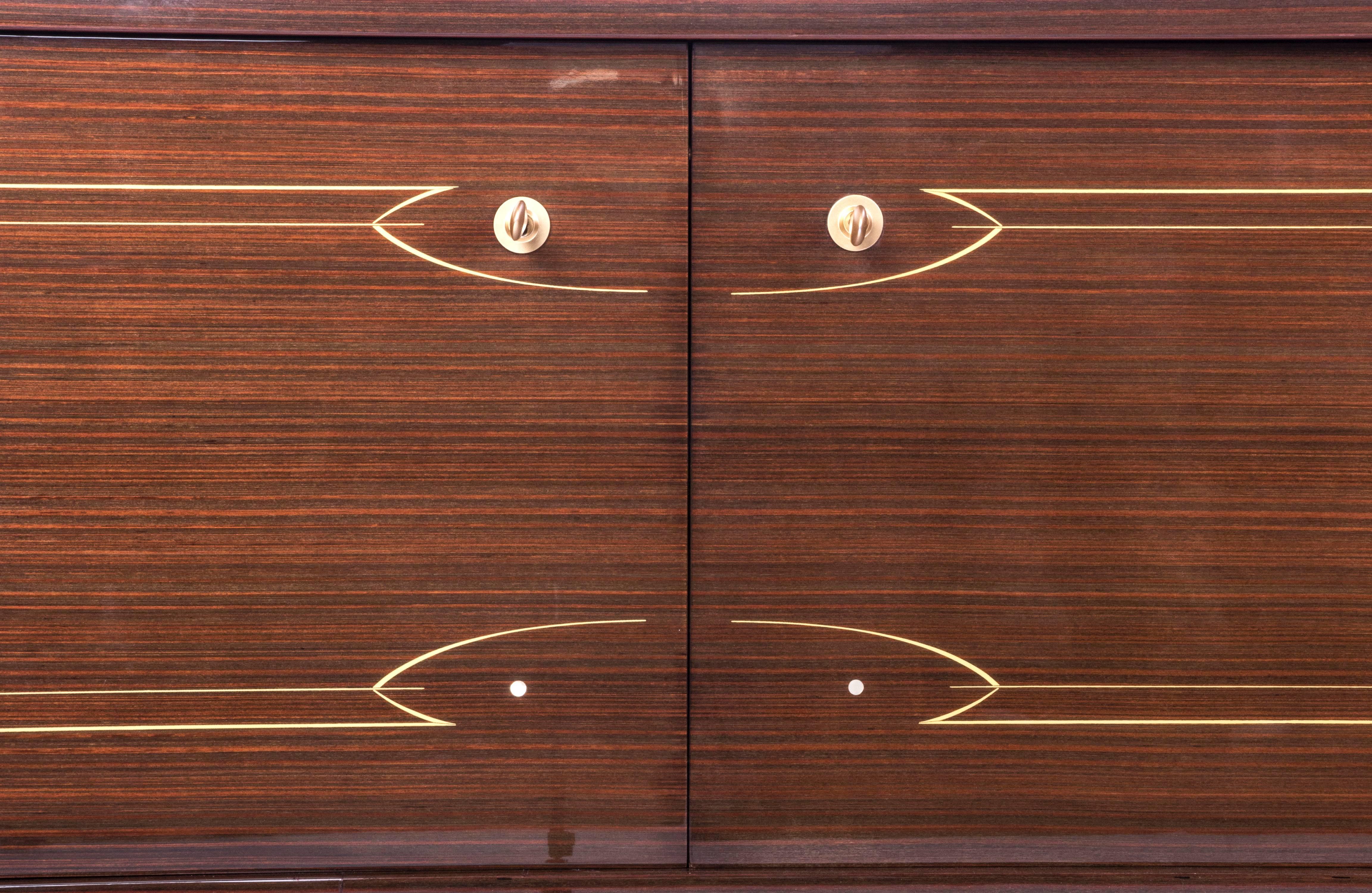 Lacquered Luxe French Art Deco Buffet/Sideboard in Macassar Ebony