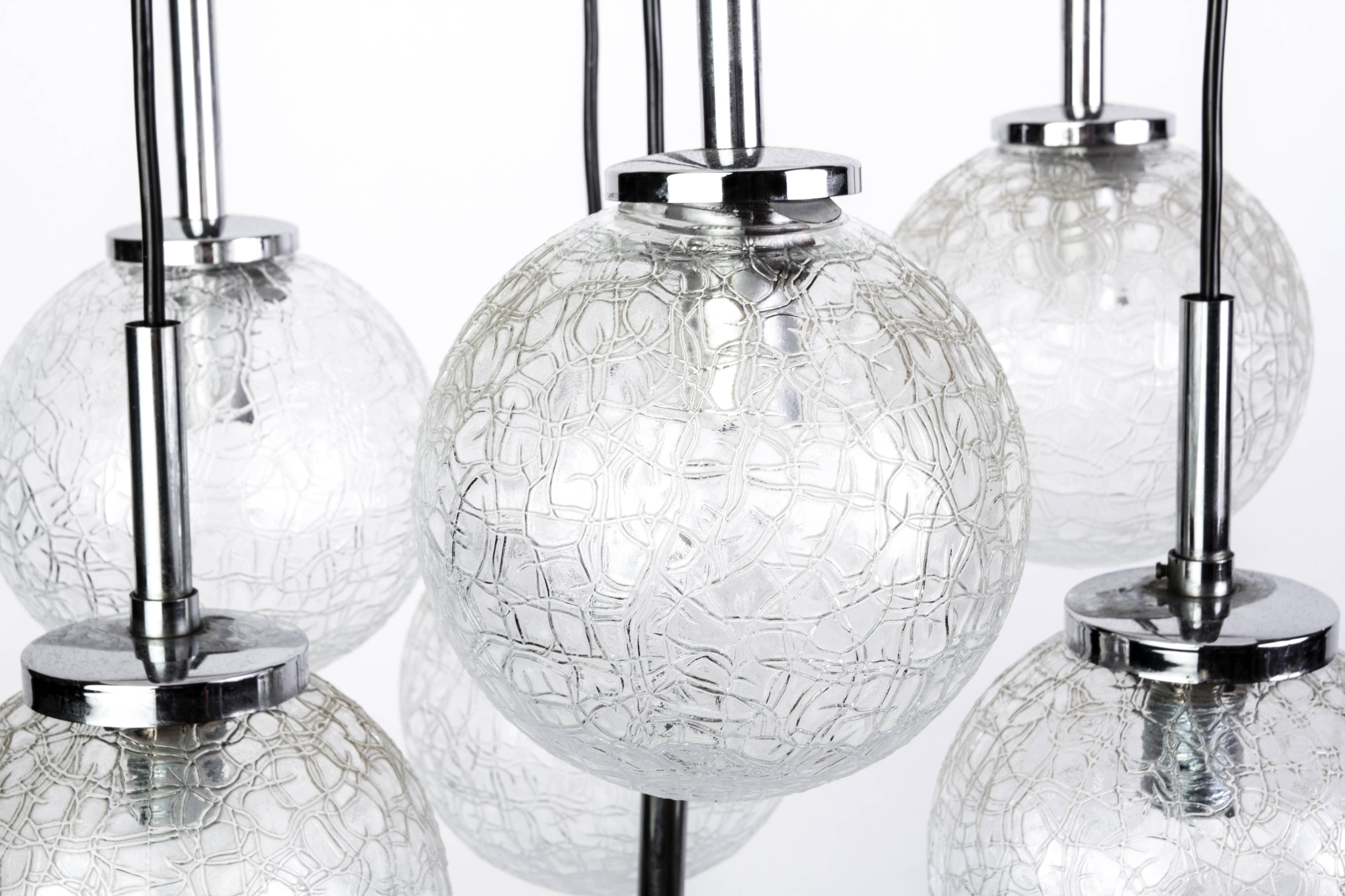 German Stunning Mid-Century Modernist Glass Ball Chandelier by Doria For Sale