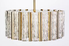 Exceptional Kaiser Leuchten Chandelier Glass & Brass Drum Shape Ceiling Pendant